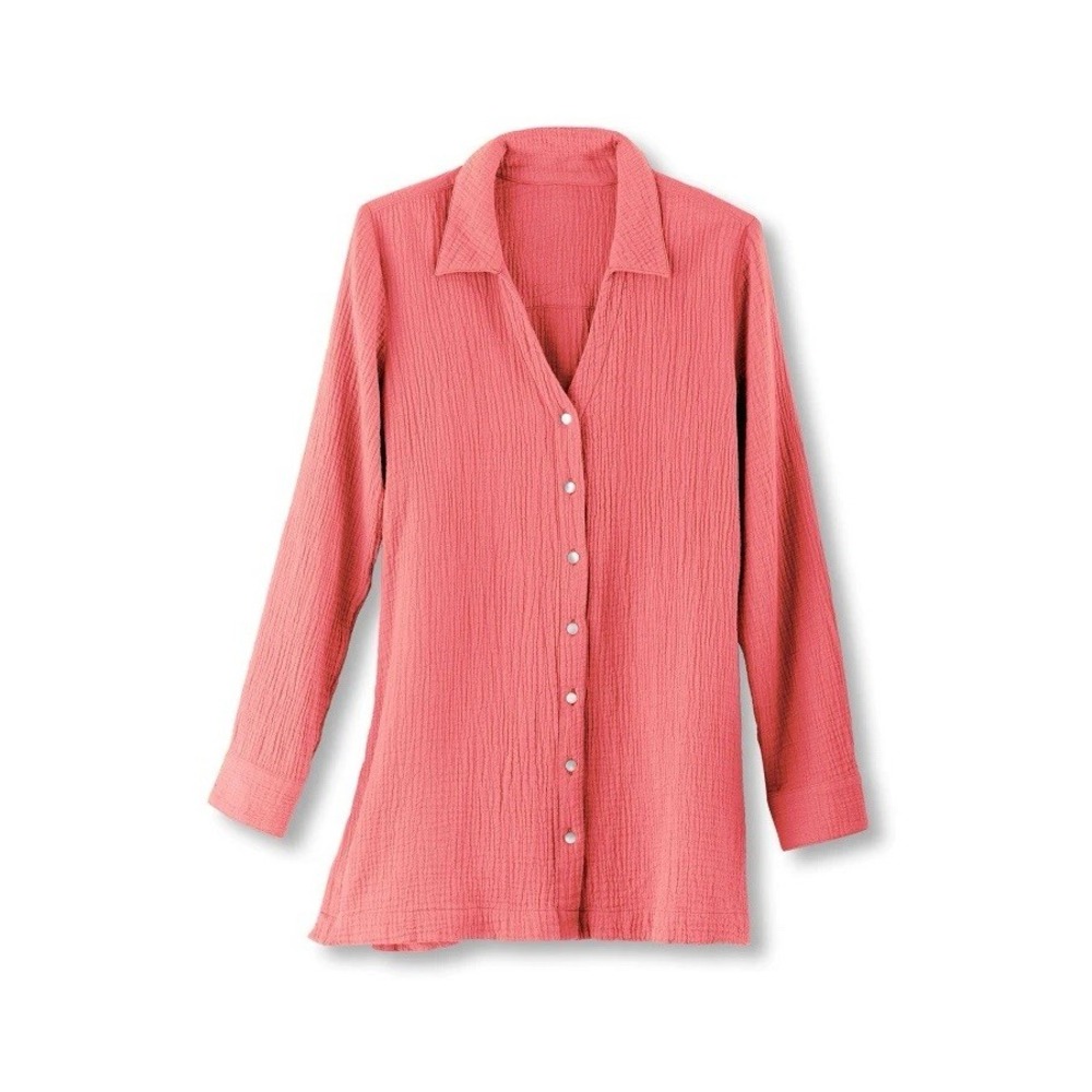 NWOT Soft Surroundings Women's Escambia Gauze Tunic Shirt Coral XL